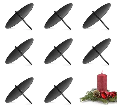 8 Kerzenhalter, schwarz, Metall, 6 cm, für Adventskranz