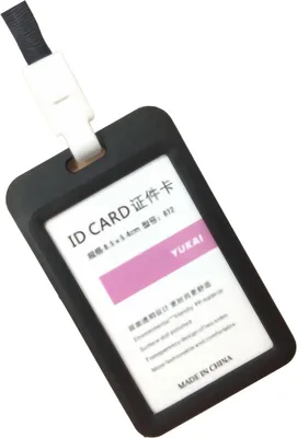 Zdjęcie produktu dla Identyfikator pracownika, dwustronny, przezroczysty identyfikator ze smyczą, czarny