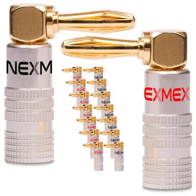 Produktbild von NEXMEX Bananenstecker 90° winkel 4mm 16x schraubbar vergoldet Lautsprecherkabel