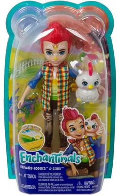 Image de Enchantimals poupee redward rooster et cluck le coq - figurine 15 cm - animal - mattel gjx39