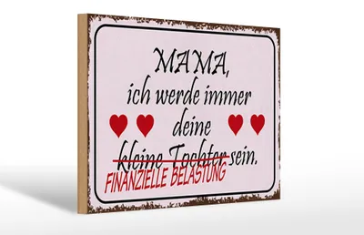 Produktbild von Holzschild Spruch 30x20cm Mama deine Tochter Herzen