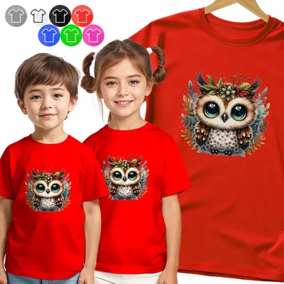 Immagine prodotto di Maglietta per bambini - Gufo - Ritratto con fiori per bambini - S