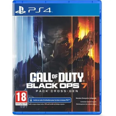 The image shows the front cover of a PlayStation 4 game case for Call of Duty: Black Ops 7.