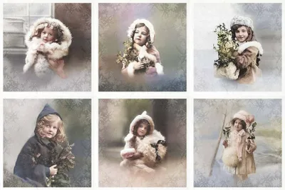 Produktbild von Reispapier Set - ITD RSM086 Winter Vintage Kinder