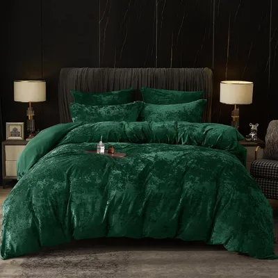 Produktbild von Bettwäsche-Set Samt 135x200 cm mit 2 Kissenbezügen 80x80 cm Smaragdgrün