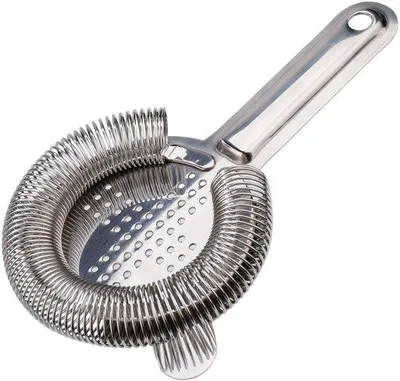 Productafbeelding van Ibenzoa® cocktailzeef van roestvrij staal 304 – professionele zeef voor bars, met ergonomisch ontwerp, spiraalveer, verlengde handgreep en compatibel met standaard cocktailshakers