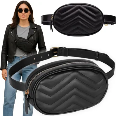 Produktbild von Schwarze Bauchtasche aus mit verstellbarem Riemen