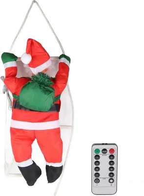 Imagen del producto de Escalera decorativa con luces LED, figura de Papá Noel, adorno navideño, ideal para escaparates y decoración de ventanas