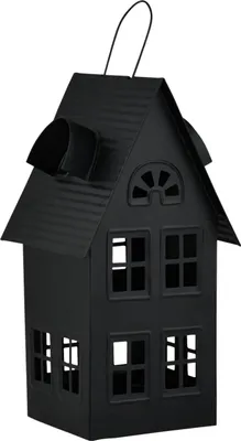 Produktbild von Marrakesch Teelichthalter Lichthaus Califo schwarz 11cm | Handgefertigte Metall Lichthäuser im Scandi Chic Design | Weihnachtsdeko & Wohnaccessoire | Kerzenhater für Teelichter als Geschenkidee