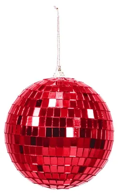 Imagen del producto de Decoración navideña - Adorno navideño colgante - Disco bola - Espuma - Rojo - 8x8x8 cm