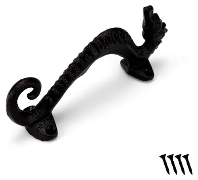 Produktbild von Schwarzer Möbelgriff, 170 mm Vintage Gusseisen Schiebetürgriff mit Schrauben, Schranktürgriffe für Möbel, Fenster, Schränke, Gartentüren