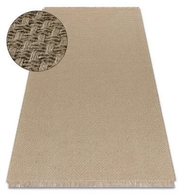 Image de Tapis JUTE 3731 beige foncé une couleur - jute, tissé à plat, franges beige 60x100 cm