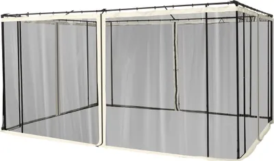 Produktbild von Ersatz-Netzvorhang für 3 x 4 m Gartenpavillons, Fliegennetz, mit Reißverschlüssen, Polyester, Schwarz
