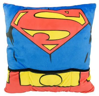 Produktbild von DC Comics Superman Kissen - Suit Couch Potato Superhelden Dekokissen mit Taschen 40 x 40 cm