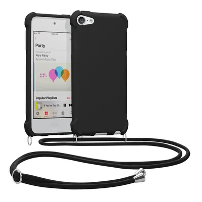 Produktbild von kwmobile Hülle kompatibel mit Apple iPod Touch 6G / 7G (6. und 7.Generation) - Cover mit Kordel zum Umhängen - Silikon Schutzhülle Schwarz