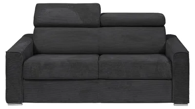 Produktbild von 3-Sitzer Schlafsofa aus grauem Cord mit Memory-Schaum-Sitz - Liegefläche 140 cm - Matratze 14 cm VIZIR