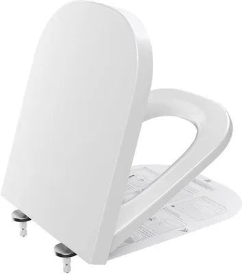 Image de Siège de WC familial automatique avec fermeture en douceur et cache, blanc, carré, pour toute la famille