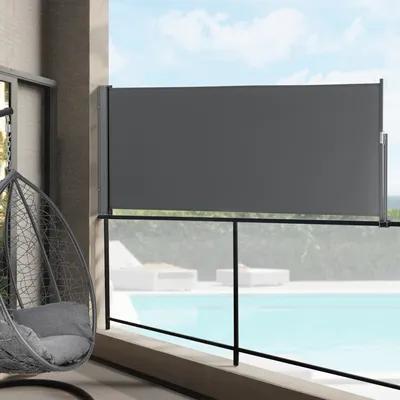 Produktbild von Seitenmarkise 100 x 300 cm Grau Sichtschutz Markise Sonnen- & Windschutz