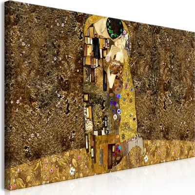 Produktbild von Premiumarte Leinwandbild Kunstdruck 250x125 cm Gustav Klimt Kuss Abstrakt Modern Einteilig