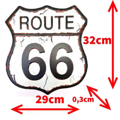 Immagine prodotto di Segnaletica in metallo, Route 66, 32 x 29 cm, decorazione retrò per bar