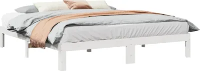 Obrázok produktu pre Maison Exclusive - Masívna drevená posteľ bez matraca Biela 180x200 cm Borovicové drevo