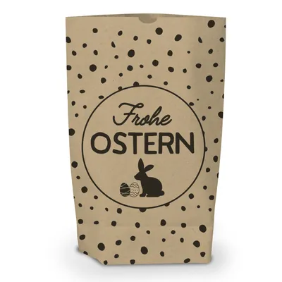 Produktbild von itenga Geschenktüte Frohe Ostern Pünktchen 17x6cm Muster braun schwarz