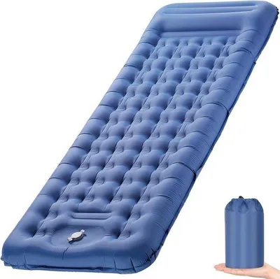Produktbild von Famanu Schlafmatte selbstaufblasend mit Fußpumpe und Kissen - blau