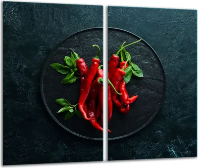 Produktbild von Herdabdeckplatten 2 teilig 30x52 Glaskeramikkochfeld Abdeckung Glas Chili