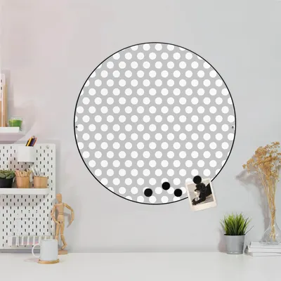 Produktbild von Design Stahlmagnettafel Schwarz Rund 47cm Punkte Grau