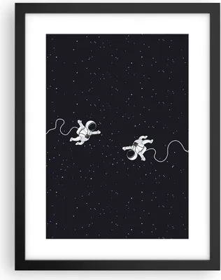 Produktbild von Gerahmtes Poster - Schwarzer Rahmen - Cartoon Astronauten Kosmos - 30x40 cm - Wand Bild - Wanddeko - Wandbilder - Kunstposter - Wandposter - Bilderrahmen - Bilder - Kunstdruck - P2BPA30x40-4867
