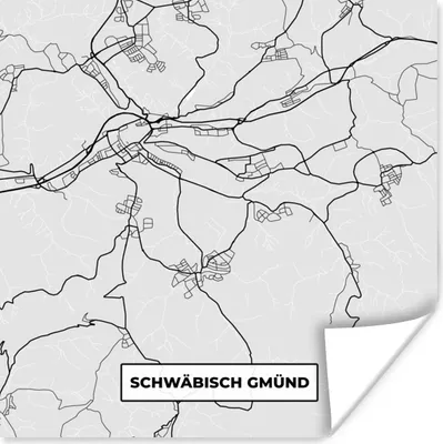 Produktbild von MuchoWow® Poster Karte - Schwäbisch Gmünd - Deutschland - Karte - Stadtplan 75x75 cm - Wand Dekoration