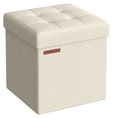 Produktbild von SONGMICS 38 cm Sitzbank mit Stauraum, klappbare Sitztruhe, Aufbewahrungsbox, Fußbank, cremeweiß LSF027W01