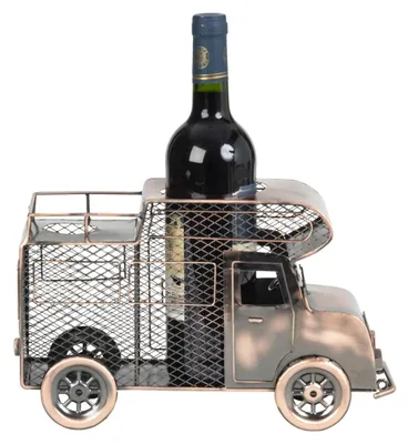 Produktbild von Flaschenhalter Wohnmobil Metall bronzefinish 32cm Weinflaschen Geschenkidee Deko