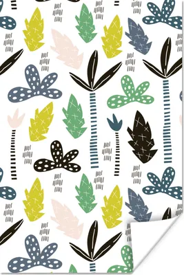 Produktbild von MuchoWow® Poster Dschungel - Baum - Blätter - Muster 120x180 cm - Kunstposter