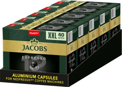 A display box of Jacobs Espresso coffee capsules.