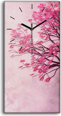 Produktbild von Wanduhr Uhr Wandbild Leinwand 30x60 Malerei Abstrakte Bäume Zweige Blumen - schwarze Hände