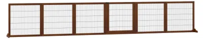 Image de Barrière pliante pour chien – Portail pour chien en bois | Couleur : Marron | Dimensions : 36 x 432 x 70 cm