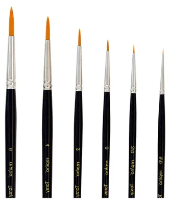 Produktbild von Künstlerpinsel Set mit Toray Synthetikhaar - Größen 5/0, 3/0, 0, 2, 4, 6