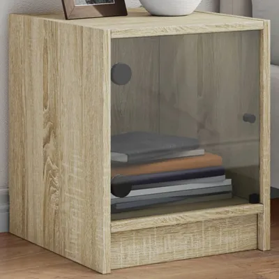 Produktbild von Nachttische mit Glastüren 2 Stk. Sonoma-Eiche 35x37x42 cm, Nachtkommode 836348