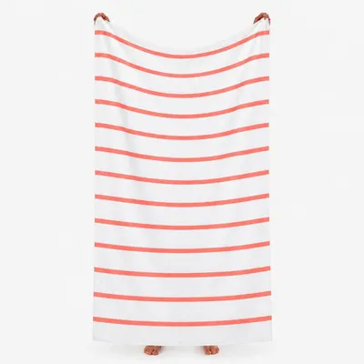 Produktbild von Komfortec Strandtuch 100x180 cm, Baumwolle, Großes Badetuch mit Streifen Design, Weich & Saugstark, Ideal für Strand, Pool und Urlaub