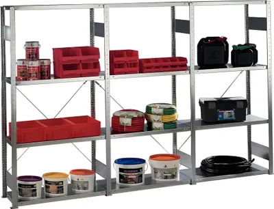 Produktbild von Meta Steckregal Grund verzinkt 2000x1000x500mm 4 Böden Tragfähigkeit 150kg Feldlast 1100kg - 94954