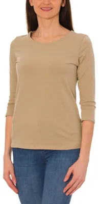 Produktbild von Alkato Damen Shirt 3/4 Arm mit Rundhals, Farbe: Dunkelbeige, Größe: M