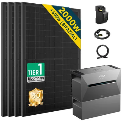 Produktbild von ALLDREI Balkonkraftwerke  mit Speicher Anker Solix Solarbank 3 E2700 Pro & BP2700x1,Komplettset mit 4x500W Bifazialer Solarpanel & Smarten Zähler