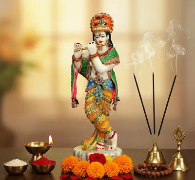 Zdjęcie produktu dla Kishan Krishan Murti: posąg, rzeźba, figura, wysokość 28 cm