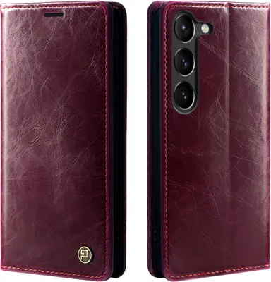 Produktbild von Handyhülle für Samsung Galaxy S23+ Kunstleder Flip Vintage Cover Hülle RFID Schutz Case Kartenfach Farbe: Weinrot