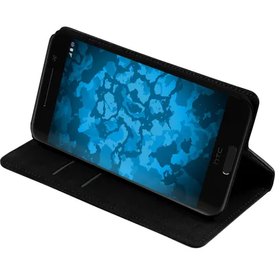 Produktbild von PhoneNatic Kunst-Lederhülle kompatibel mit HTC One A9 - Book-Case schwarz + 2 Schutzfolien