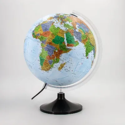 Produktbild von National Geographic Leuchtglobus Carbon Explorer, 30 cm Ø, 42 cm hoch, Anthrazit, politisch, mit LED und transparentem Meridian, deutscher Text