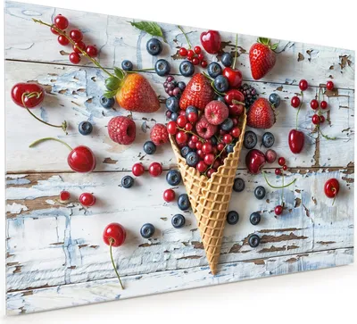 Produktbild von Küchenrückwand Spritzschutz Glas mit Motiv Früchte Eiscreme 40 x 40 cm