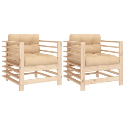 Produktbild von vidaXL Gartenstühle mit Kissen 2 Stk. Massivholz Kiefer