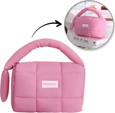 Produktbild von Ecarla gesteppte Kosmetiktasche mit Henkel, Rosa
